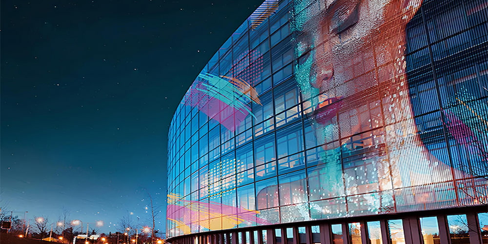 Glass Window Wall Mesh LED SCREEN Transparent LED Video Wall